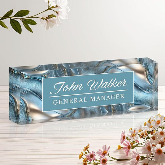 Ship Next Day Personalized Name Plate for Desk, Custom Acrylic Desk Name Sign, Office Appreciation Gifts for Women Men Coworkers Boss Teacher Employee