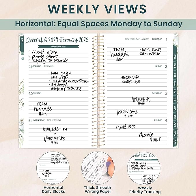 bloom daily planners 2026 Pocket Planner - 4” x 6” - (January 2026 - December 2026) - MINI Weekly/Monthly Agenda Organizer & Calendar Book - Eucalyptus, White