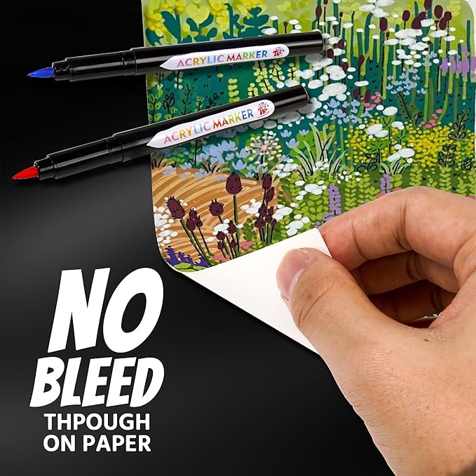TBC The Best Crafts Acrylic Paint Markers, Big Volume Ink,Waterproof, Non-Toxic, odorless, Suitable for Paper, Pottery, Stones, Backpacks, Glass, Pack of 18