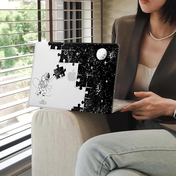 KEROM Compatible for MacBook Air 13 inch Case 2025 M4, 2024-2022 M3 M2 A3240 A3113 A2681, Cute Sleek Aesthetic Plastic Hard Shell with Keyboard Cover for MacBook Air 13.6 inch Case, Space Puzzle