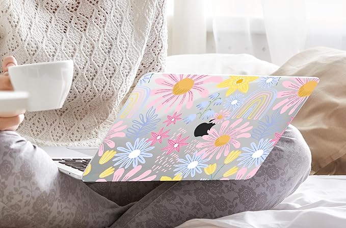 DONGKE Compatible with MacBook Air 13 inch Case 2021 2020 2019 2018 Release A2337 M1 A2179 A1932 with Retina Display Touch ID, Plastic Hard Shell & Keyboard Cover - Florals