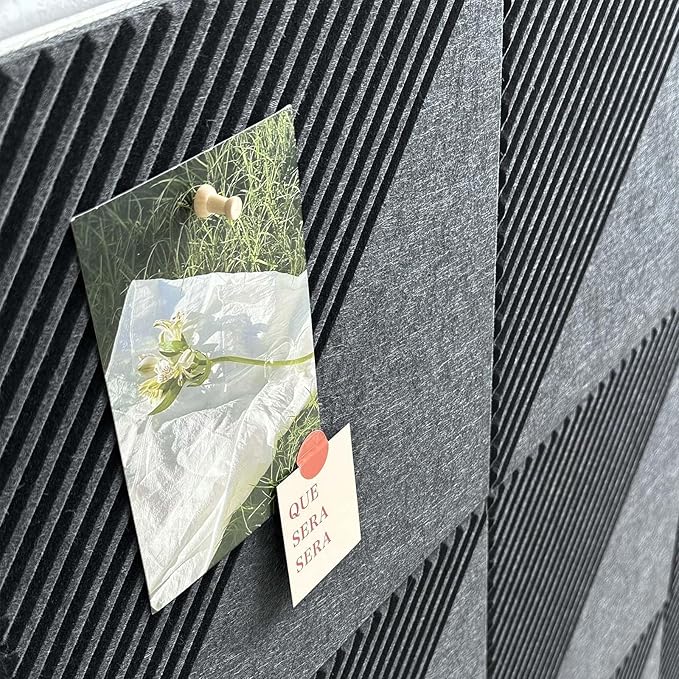 Large Cork Board for Walls 48"x 36", 12 Pack Felt Wall Tiles with Safe Removable Adhesive Tabs, Cork Board for Office,Pinboard Bulletin Board - Dark Gray