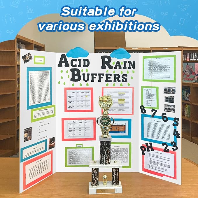 VinTS 12PCS Trifold Poster Board 36" x 48" White Trifold Display Boards,Large&Sturdy Foldable Poster Board for School Projects, Science Fair,Business Presentations,Exhibitions, Event Displays