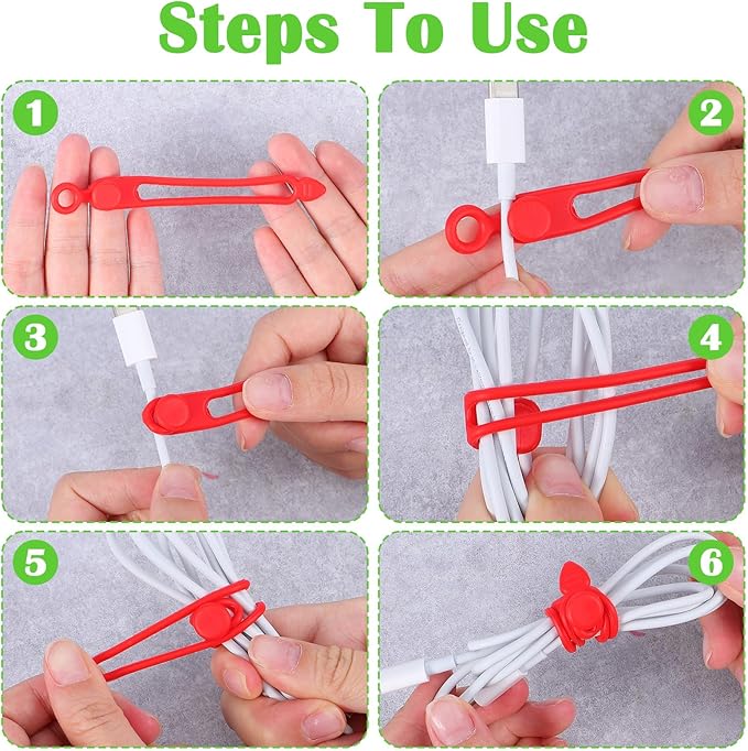 35 Pcs Silicone Cable Straps Cord Organizer for Bundling Earphone Phone Charger Computer Cords Reusable Multipurpose Cable Ties Wire Organizer in Home Office Kitchen School