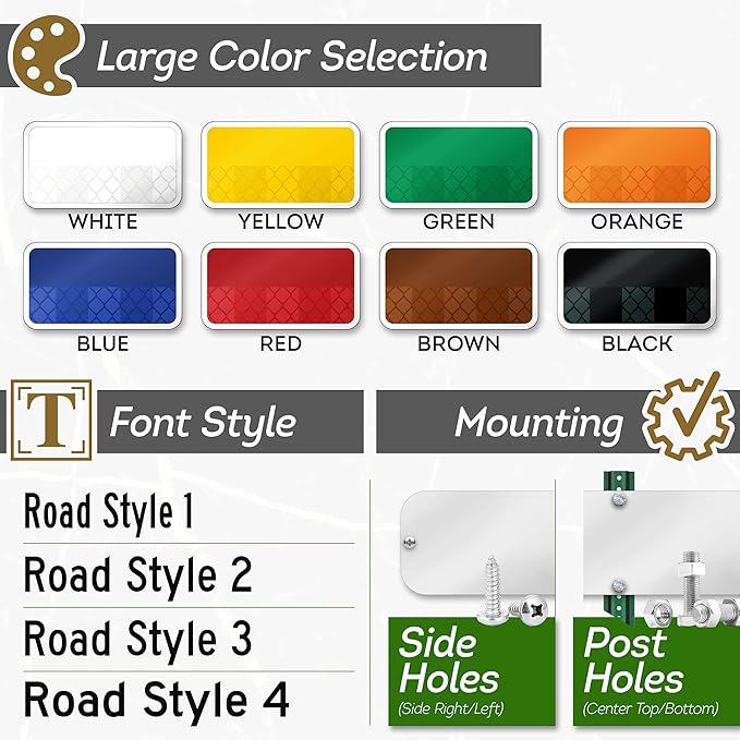 Custom Street Sign, Road Sign, Address 8 Colors, Reflective Option, Mounting Options, 6x24 Inch, Thick Rust-Free AlumaBond, USA Made by My Sign Center, (Suffix)