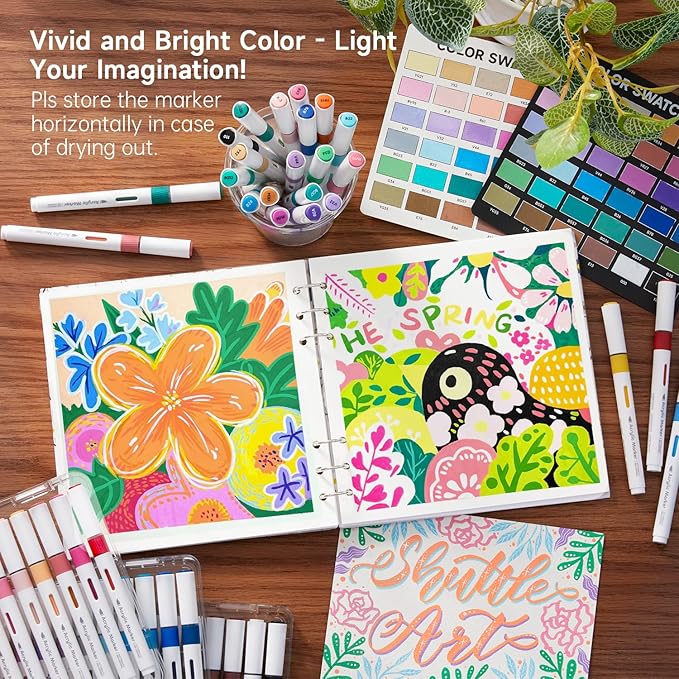 Shuttle Art Automatic Ink Control Acrylic Paint Markers, 36 Colors Brush Tip Acrylic Paint Pens for Rock Painting, Ceramic, Wood, Canvas, Glass, Stone, Fabric, Card Making, DIY & Art Supplies