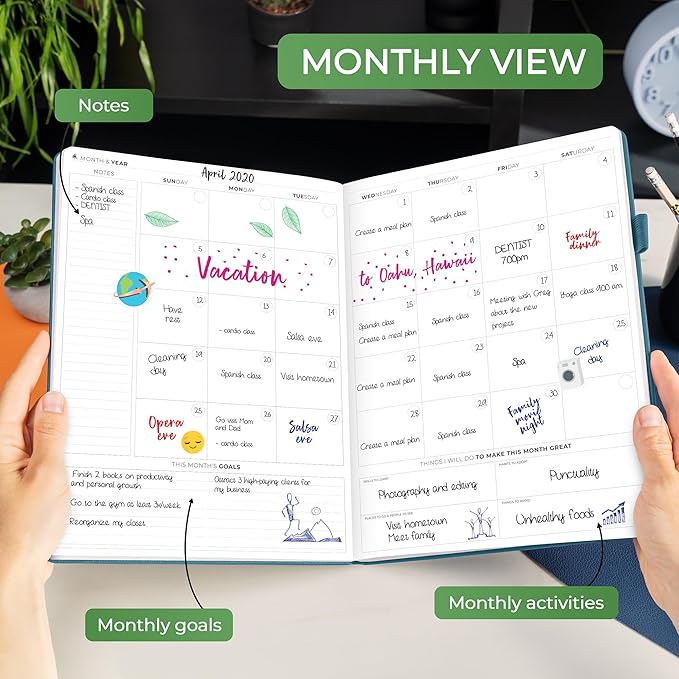 Clever Fox Hourly Planner PRO Premium – Undated Schedule Planner with Daily Time Slots – Personal Organizer Notebook for Time Management – Weekly & Monthly Life Journal, A4 size (Teal)