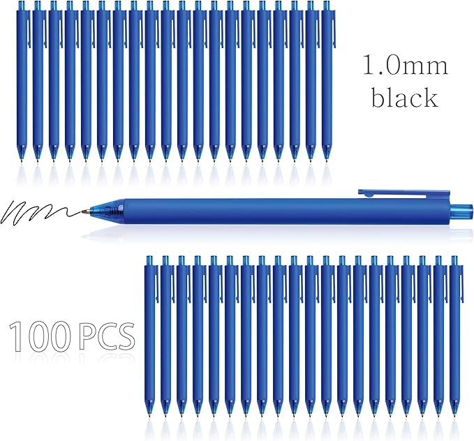 CRYLLIS Pens Bulk, 100Pack Black Pens,Black Ink Ballpoint Pens for Smooth Writing,No Smear,Office Supplies,Back to School Gifts,School Teacher,1.0mm