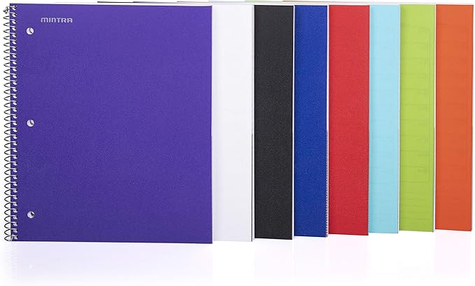 Mintra Office Durable Spiral Notebooks, 1 Subject, (Purple, 4x4 Graph 1pk), 100 Sheets, Poly Pocket, Moisture Resistant Cover, School, Office, Business, Professional