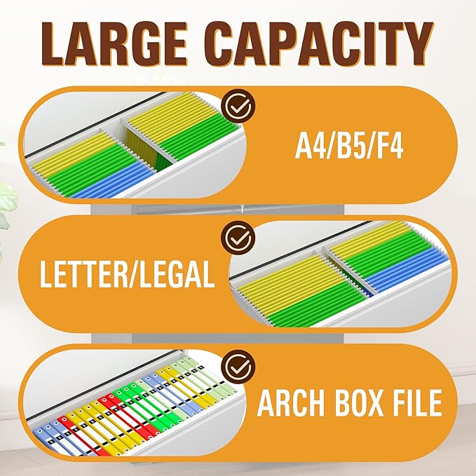 2-Drawer Lateral File Cabinet with Lock, Black Metal Filing Cabinet for Office or Home – Secure Storage for Letter/Legal/A4/F4 Documents, Easy to Assemble Locking File Organizer (White, 2 Drawer-26"W)