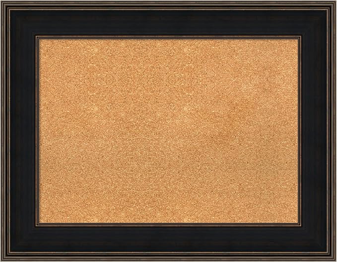 Amanti Art Natural Cork Board for Wall, 28x36 Vision Board with Brown Wood Frame, Medium Corkboard Office Decor for Home Organization, Casual Corkboard Pinboard to display items for home organization
