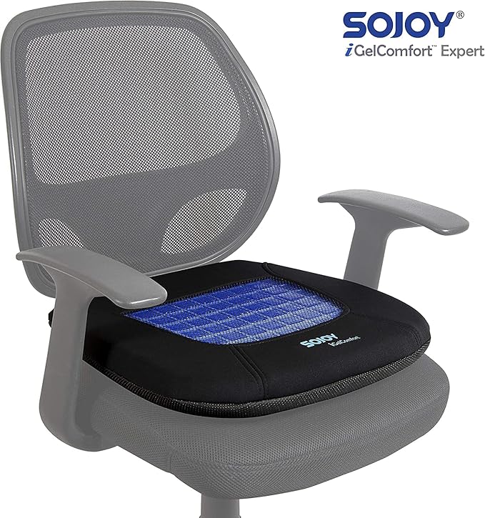 Sojoy iGelComfort Gel Car Seat Cushion for Long Time Sitting Portable Bleacher Stadium Seat Cushion with Strap Memory Foam Cushion for Office,Car,Stadium