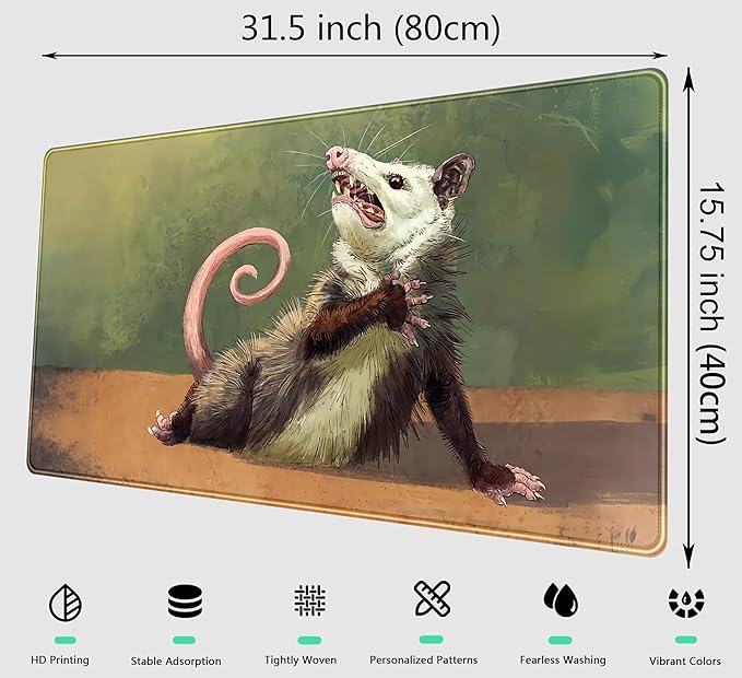 Cute Kawaii Anime Mouse Desk Mat Cartoon XXL Large Gaming Mouse Pad with Stitched Edges, Cool Computer Laptop Keyboard Mouse Mat 31.5x15.75 in, Non-Slip Rubber Base Mousepad for Gamer Lover