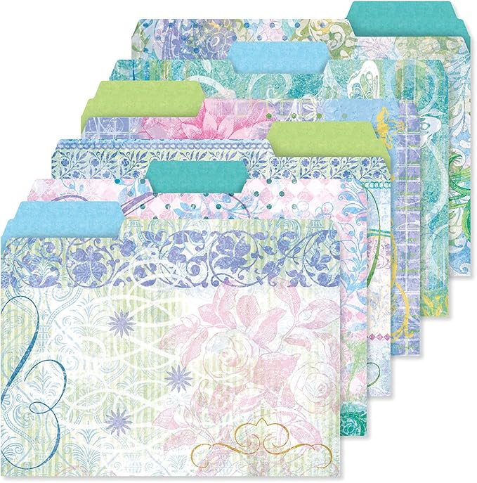 Current Floral Fun File Folders Value Pack - Bulk Set of 24, 6 Pretty Decorative Designs, 1/3 Cut Tabs, Heavy-Duty Paper Stock, Office Supplies for Home & Work, 9-½” x 11-¾” Letter Size