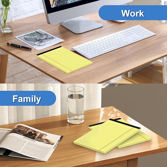 5" x 8" Yellow Legal Pads Writing Pads 12 Pack of Notepad 80gsm Paper Small College Ruled Note Pads Perforated Memo Pads 30 Sheets Yellow Paper Pad