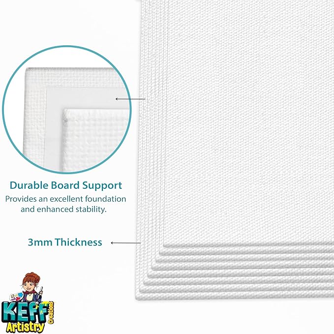KEFF 12-Pack Bulk Canvas Boards - 11x14, Primed 100% Cotton for Acrylic, Oil, Watercolor, Tempera - Art Supplies for Adults & Kids