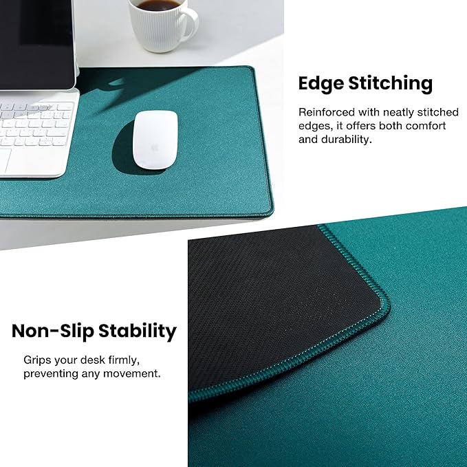 ALOANES Waterproof Mouse Pad, XL Gaming Keyboard Pad with Anti-Slip Base, Grain Jacquard Surface, Extend Desk pad for Gamer, Office & Home, Green Mousepad 31.5''x 11.8''x 0.12''
