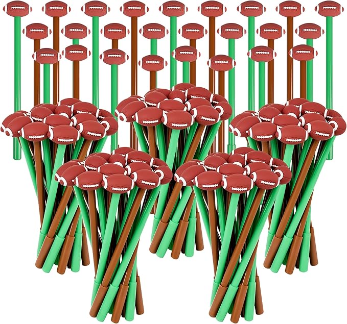 LiYiQ 100 Pcs Football Cartoon Cute Fun Pens for Kids Kawaii Football Shape Gel Black Ink Pen Cute Football Pens for School Office Home Student Kids Present