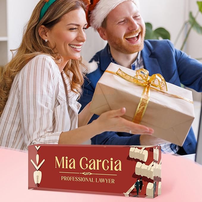 Custom Name Plate for Desk, Personalized Acrylic Office Name Sign with Name & Title, Elegant Desk Decor for Women Men, Employee Appreciation Gift (Lawyer-2)