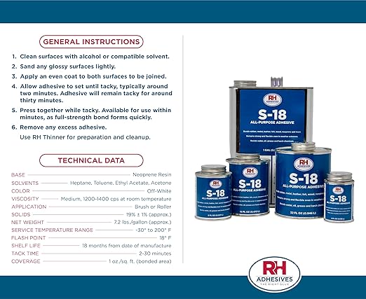 S-18 All-Purpose Adhesive, 8 oz. can - RH Adhesives