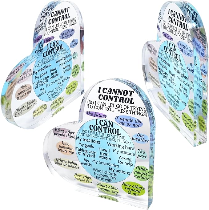 Ewong Things I Can Control Mental Health Decor, Acrylic Heart Sign for Therapist Office, School Counselor, Psychologist Room Art Decoration, Therapy Desk Plaque for Bedroom Classroom (Blue)