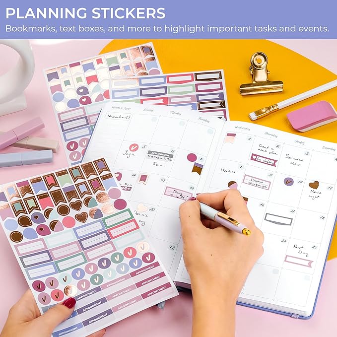 GoGirl Value Sticker Pack – 850+ Small Aesthetic Stickers for Planner, Journal & Calendar – Holidays, Seasonal Stickers, Inspirational Quotes, to-dos, Appointments, Budgeting & Text Boxes – 19 Sheets