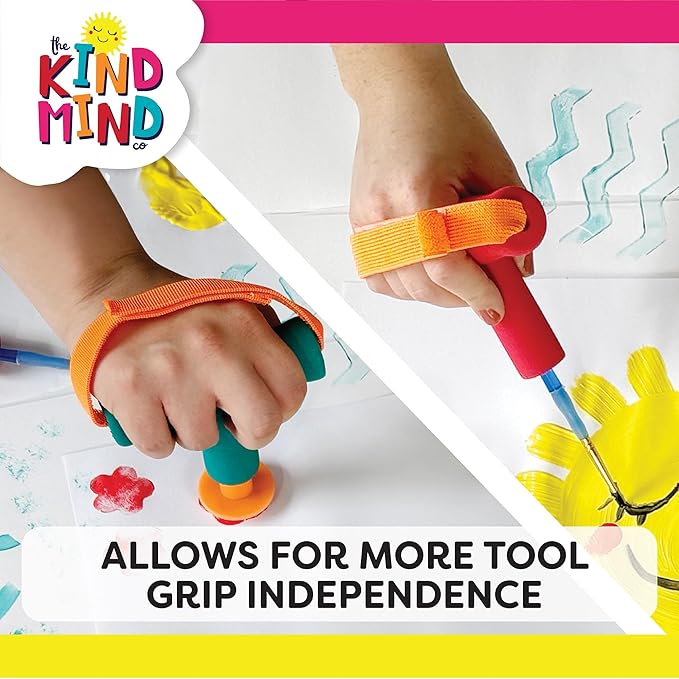 The Kind Mind Company™ Adaptive Art Class Bundle – Complete Set with Foam Grips, Brushes, Rollers, Smocks & Tool Holder – Inclusive Art Supplies for Kids & Adults with Mobility Challenges