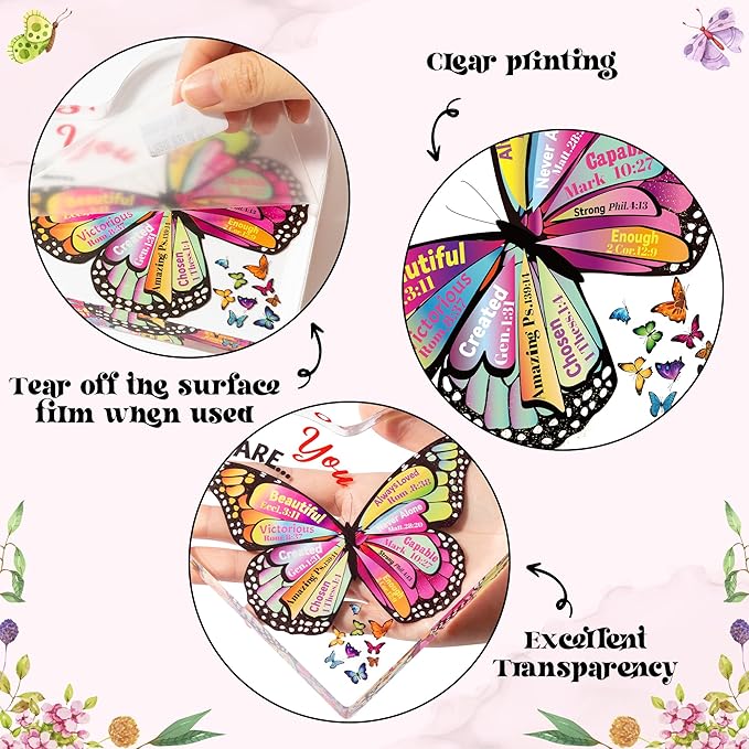 Yopyame Christian Heart Acrylic Gifts - Religious Inspirational Acrylic Sign with Bible Verses Butterfly Prayer Scripture Keepsake Paperweight for Women Men Birthday Christmas Home Office Table Shelf