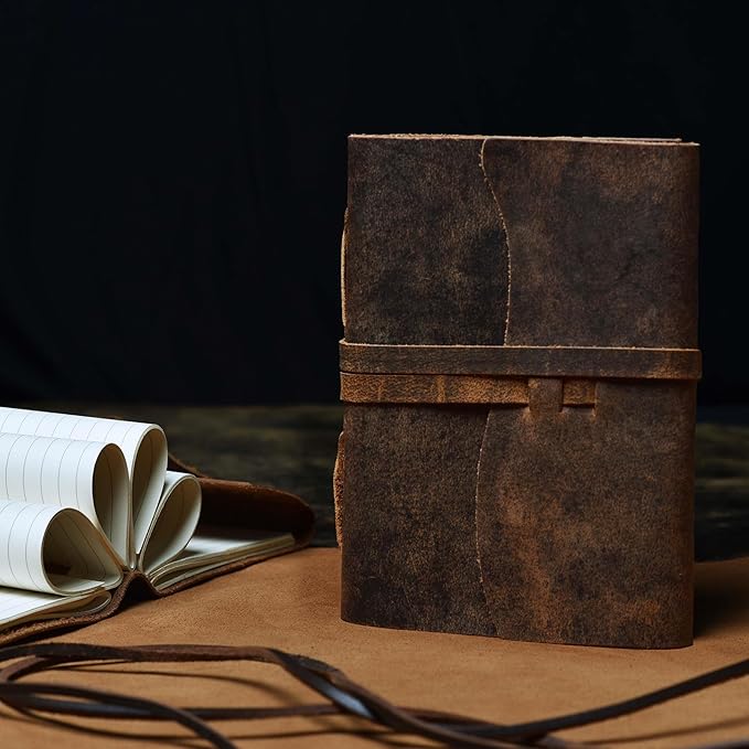 LEATHER VILLAGE Vintage Leather Journal 6"x4" - Brown | 240 Lined Pages | Rustic Notebook for Travel, Office & Personal Use | Handmade College Ruled Diary for Men & Women