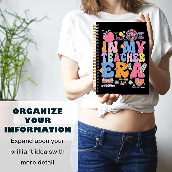 BearCake Teachers Notebooks Journal Gifts for Teachers, Teacher Appreciation Gifts, Thank You Teacher Gifts, Teacher Desk Supplies, in My Teacher Era Hardcover Spiral Notebook 5.5x8.3