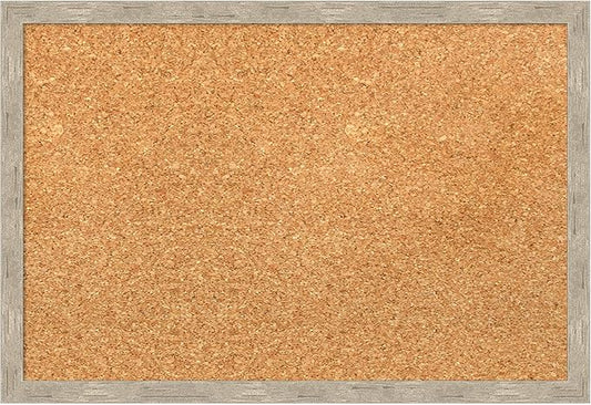 Amanti Art Natural Cork Board for Wall, 13x19 Vision Board with Silver Wood Frame, Small Corkboard Office Decor for Home Organization, Modern Corkboard Pinboard to Display Items for Home Organization