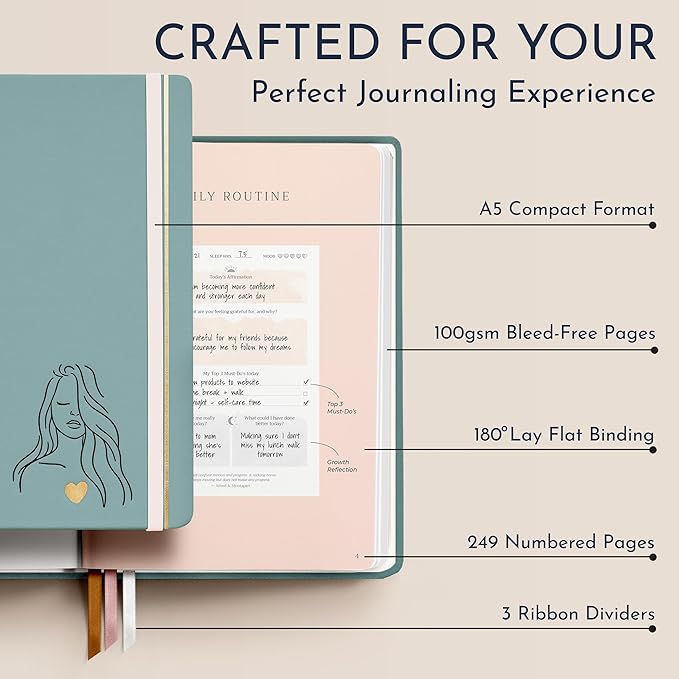 RYVE Daily Gratitude Journal for Women: 6-Month Guided Positivity & Wellness Journal with Prompts - Affirmation, Mindfulness, Self Help & Reflection, Gratitude Journal Notebook, Manifestation Journal