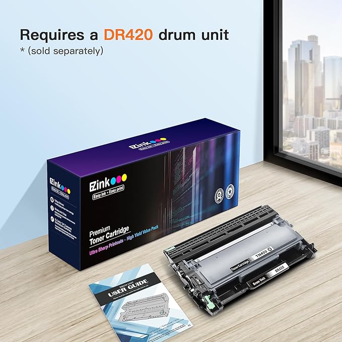 E-Z Ink Compatible Toner Cartridge and Drum Unit Replacement for Brother TN450 TN420 DR420 to use with HL-2270DW HL-2280DW HL-2230 HL-2240 MFC-7360N MFC-7860DW 2840 2940 (2 Toner 1 Drum) 3 Pack