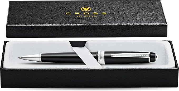 Cross Bailey Light Refillable Ballpoint Pen Presented in a Everyday Gift Box - Medium Point, Black Ink, Glossy Black