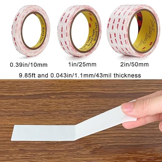 Double Sided Tape 0.39in X 9.85ft，Heavy Duty Removable Mounting Tape, Picture Hanging Adhesive Strips