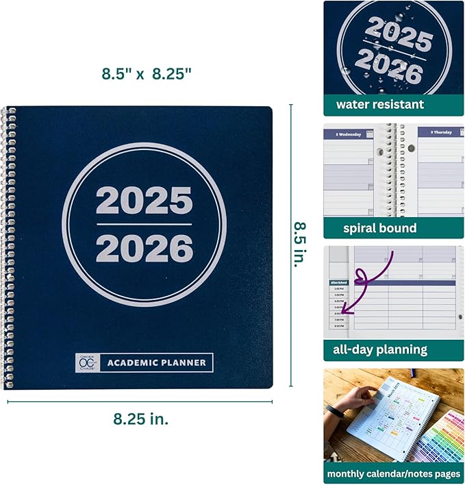 Order Out Of Chaos 2025-2026 Academic Planner, Daily, Weekly & Monthly Time Management School Agenda, Size 8.5x8.25 (Licorice)