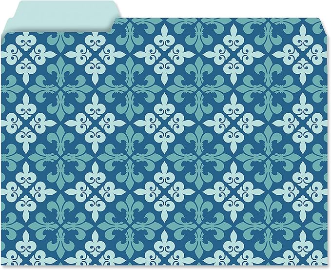 Current Coastal Blues File Folders Value Pack - Bulk Set of 24, 6 Pretty Decorative Designs, 1/3 Cut Tabs, Heavy-Duty Paper Stock, Office Supplies for Home & Work, 9-½” x 11-¾” Letter Size
