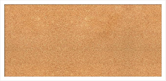 Amanti Art Natural Cork Board for Wall, 15x31 Vision Board with White Frame, Medium Corkboard Office Decor for Home Organization, Modern Corkboard Pinboard to Display Items for Home Organization in