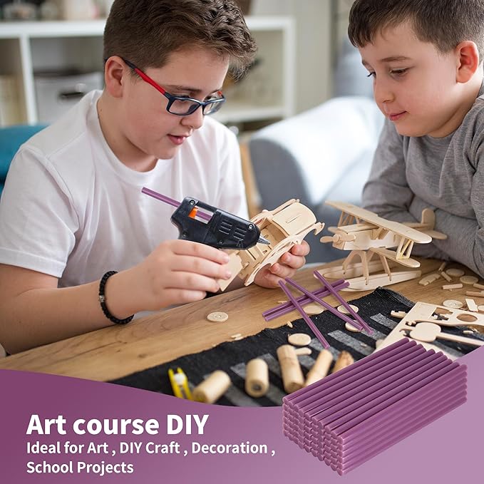 MATUFF light purple Hot Glue Sticks Mini 0.27" x 5.9 inches, Hot Melt Mini Glue Sticks Colored for All Temperature Mini Glue Guns, for Craft Arts and Wedding Cards Stamp Sealing, Bulk hot Glue 60 Pack