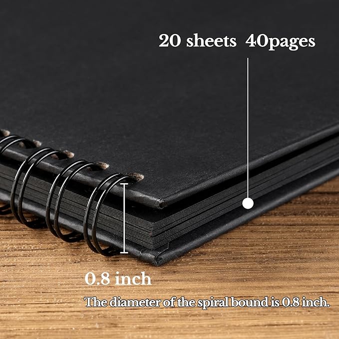 potricher 12 x 12 Inch DIY Scrapbook Album 40 Pages Hardcover Kraft Paper Scrap Book Photo Albums Memory Book for Wedding and Anniversary Family (Black, 12 Inch)