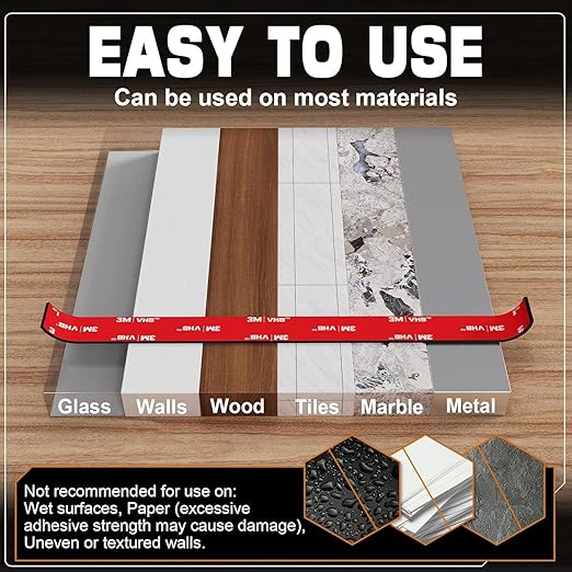 Double Sided Tape Heavy Duty 1/4 inch * 16.5F，Double Sided mounting Tape for Walls,vhb Strong Double Sided Tape Heavy Duty for Car, LED Strip Light, Home/Office Decor