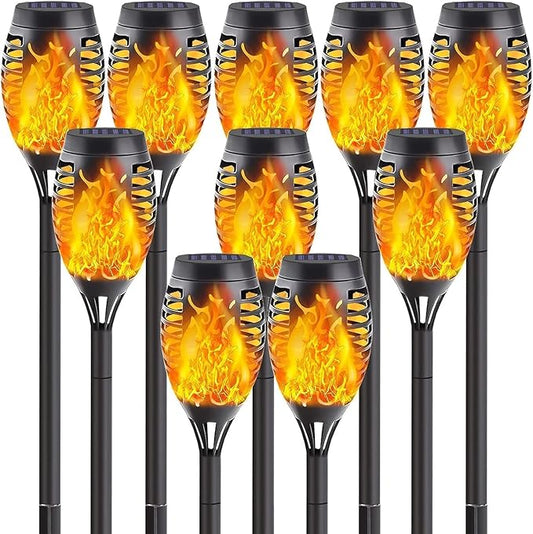 10 Pack Solar Lights Outdoor, Mini Solar Torch Lights with Flickering Flame for Christmas Decor, Solar Christmas Lights Waterproof Solar Powered Outdoor Lights for Garden Pathway Patio Yard Porch