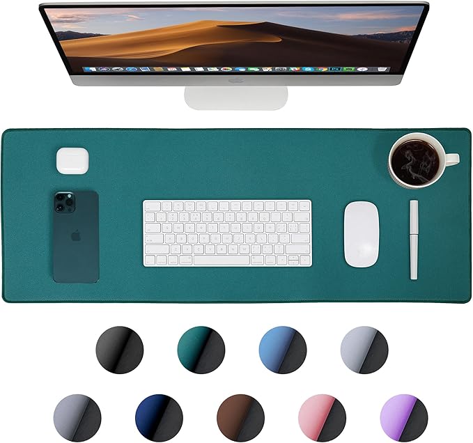 ALOANES Waterproof Mouse Pad, XL Gaming Keyboard Pad with Anti-Slip Base, Grain Jacquard Surface, Extend Desk pad for Gamer, Office & Home, Green Mousepad 31.5''x 11.8''x 0.12''