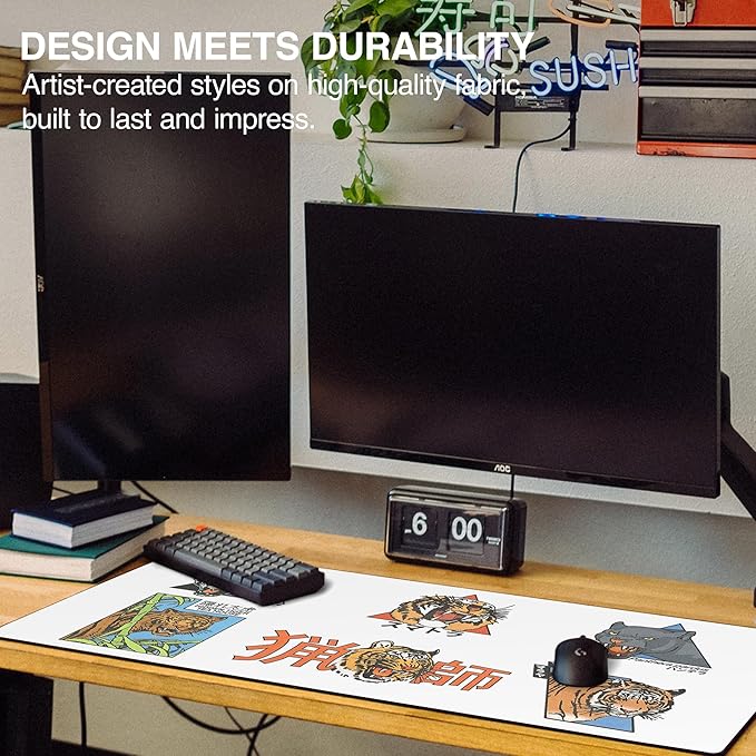 MPCO. OZGMX Large Gaming Desk Pad - 36" x 17" Aeroglyde Fabric Panthera Desk Mats - Non-Slip, Washable, Smooth Glide for Precision Gaming & Work