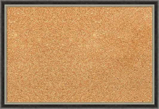 Amanti Art Natural Cork Board for Wall, 13x19 Vision Board with Black Wood Frame, Small Corkboard Office Decor for Home Organization, Modern Corkboard Pinboard to Display Items for Home Organization