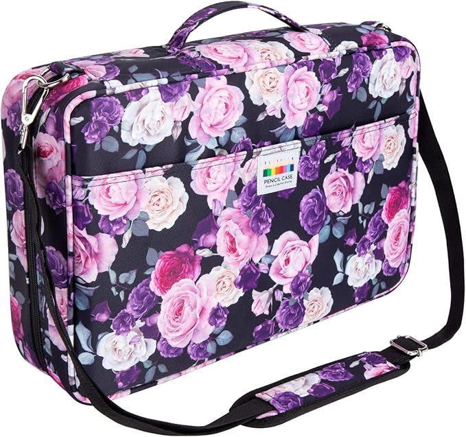 YOUSHARES 480 Slots Colored Pencil Case - Big Capacity Pen Case Organizer with Multilayer Holder large Colored Pencil Case (Purple Pink Rose)
