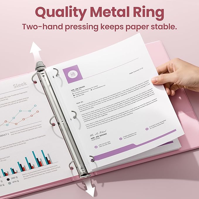 SUNEE 3 Ring Binder 1 Inch 4 Pack, Clear View 1" Binders Three Ring PVC-Free (Fit 8.5x11 Inches) for School or Office Supplies, Assorted Pastel