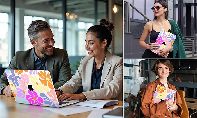 DONGKE Compatible with M4 MacBook Air 15 inch Case 2025-2023 A3241 A3114 A2941 M3 M2 Retina Display Touch ID, Plastic Hard Case & Keyboard Skin for MacBook Air 15" - Clear Retro Florals