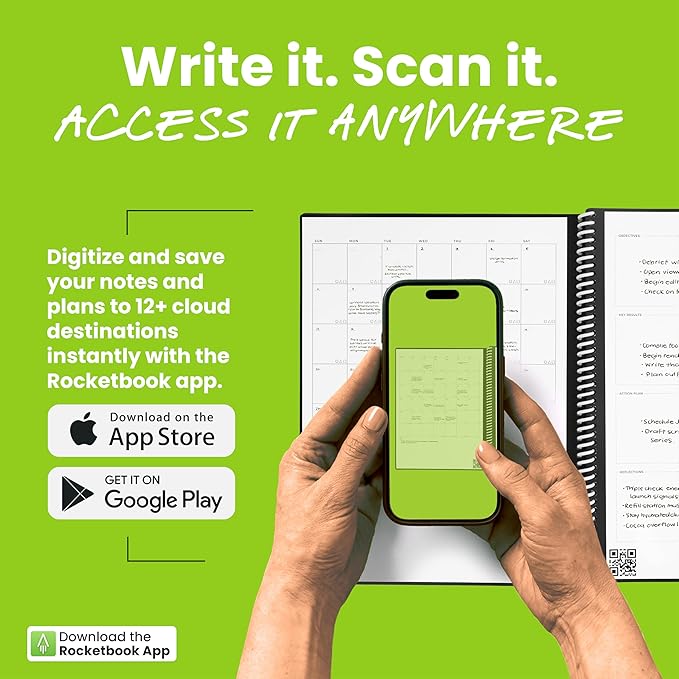 Rocketbook Fusion Hybrid Reusable Planner and Notebook in One, Additional Blank Pages, Goal and Project Tracker, Undated Planner, Executive Size 6x8.8, Black (Pack of 1)