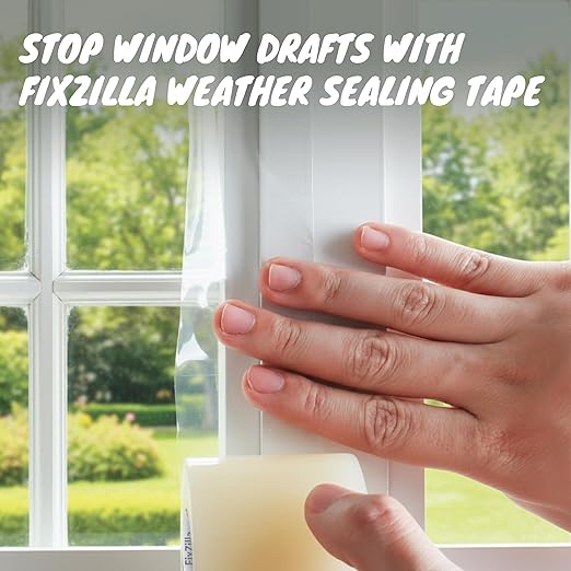 Window Sealing Tape for Winter 2 Inch x 90 Feet Clear Window Insulation Tape Seal for Clear Plastic Film Insulation, AC Conditioner Unit Gap Seal- Residue-Free, Heavy-Duty, and Wood-Safe